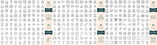 300 Thin Line Icons Bundle Set Include Teamwork Technology Future — Stock Vector