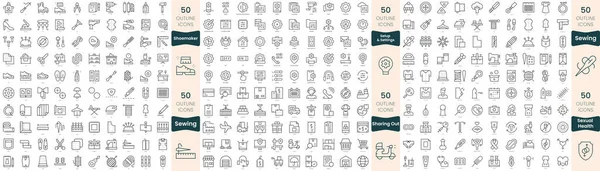 Paquete 300 Iconos Línea Delgada Este Conjunto Incluyen Configuración Ajustes — Archivo Imágenes Vectoriales