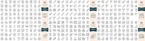 300 Иконок Тонкой Линии Набор Входят Ремонтные Инструменты Репродуктивное Здоровье — стоковый вектор