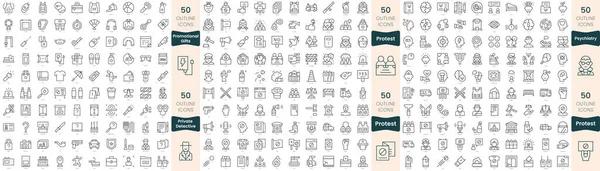 300 ince çizgi simgesi. Bu sette özel dedektif, promosyon hediyeleri, protesto, psikiyatri