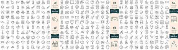300 Fascio Icone Linea Sottile Questo Set Includono Merchandising Messaggio — Vettoriale Stock