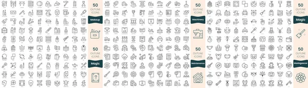 Paquete 300 Iconos Línea Delgada Este Conjunto Incluyen Maquinaria Madagascar — Archivo Imágenes Vectoriales
