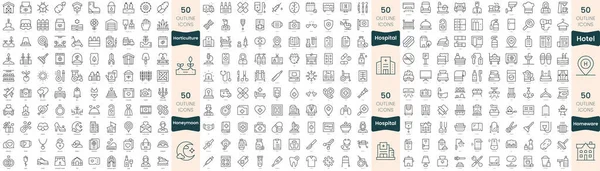 300 Иконок Тонкой Линии Набор Входят Домашняя Утварь Медовый Месяц — стоковый вектор
