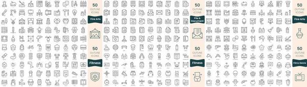 300 Иконок Тонкой Линии Набор Входят Файлы Документы Жанр Фильмов — стоковый вектор