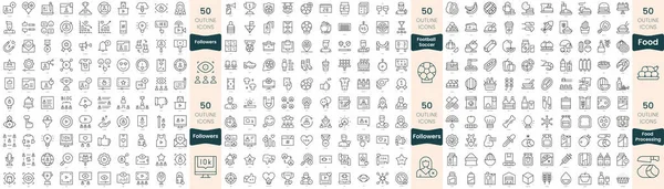 300 Иконок Тонкой Линии Набор Входят Последователи Пищевая Промышленность Пищевая — стоковый вектор