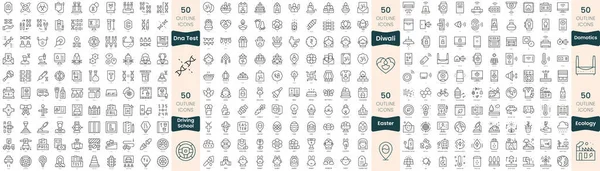 300 Λεπτές Γραμμές Εικονίδια Δέσμη Αυτό Σύνολο Περιλαμβάνουν Diwali Τεστ — Διανυσματικό Αρχείο