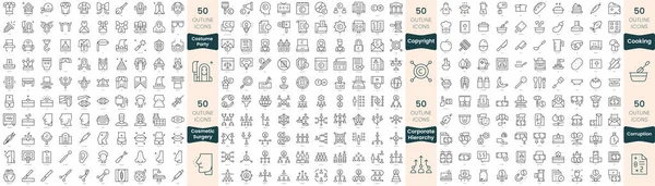 300 Иконок Тонкой Линии Набор Входят Кулинария Авторские Права Корпоративная — стоковый вектор