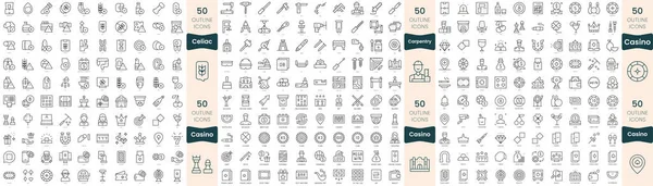 300 Иконок Тонкой Линии Набор Входят Плотники Казино Сельдерей — стоковый вектор