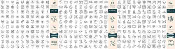 300 Иконок Тонкой Линии Набор Входят Биотехнологии Биткоин Черная Пятница — стоковый вектор