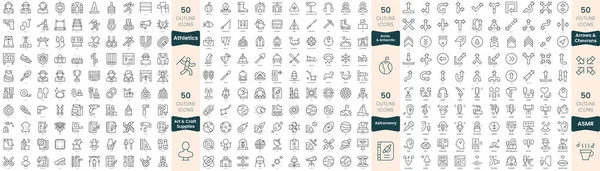 300 Иконок Тонкой Линии Набор Входят Арктические Антарктические Стрелы Шевроны — стоковый вектор
