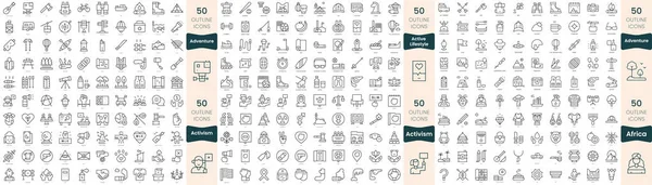 Paquete 300 Iconos Línea Delgada Este Conjunto Incluyen Estilo Vida — Vector de stock