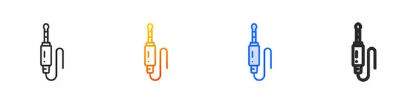 Аудио Разъем Иконка Тонкий Линейный Градиент Синий Штрих Смелый Дизайн — стоковый вектор
