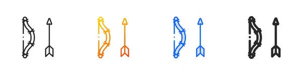 Иконка Стрельбы Лука Тонкий Линейный Градиентный Синий Штрих Смелый Дизайн — стоковый вектор