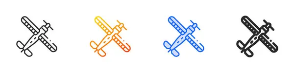 Икона Самолета Тонкий Линейный Градиентный Синий Штрих Смелый Дизайн Стиля — стоковый вектор