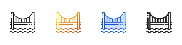 Abril Bridge Icon Thin Lineal Degradado Trazo Azul Diseño Estilo — Vector de stock