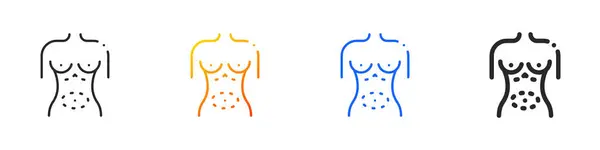 腹部整形术图标 白色背景下的纤细线型 渐变型 蓝色冲撞型和大胆风格设计 — 图库矢量图片