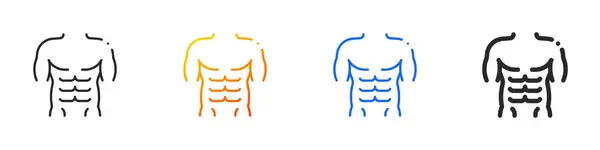 腹部整形术图标 白色背景下的纤细线型 渐变型 蓝色冲撞型和大胆风格设计 — 图库矢量图片