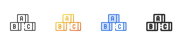 Abc Μπλοκ Εικονίδιο Λεπτή Γραμμική Διαβαθμίσεις Μπλε Εγκεφαλικό Επεισόδιο Και — Διανυσματικό Αρχείο
