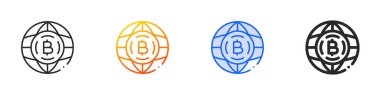Bitcoin simgesi. İnce doğrusal, Gradyan, Mavi Vuruş ve Kalın Biçim Tasarımı Beyaz Arkaplanda İzole Edildi