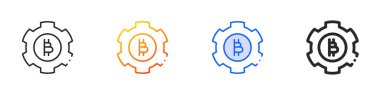 Bitcoin simgesi. İnce doğrusal, Gradyan, Mavi Vuruş ve Kalın Biçim Tasarımı Beyaz Arkaplanda İzole Edildi