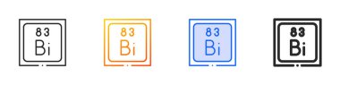 Bizmut simgesi. İnce doğrusal, Gradyan, Mavi Vuruş ve Kalın Biçim Tasarımı Beyaz Arkaplanda İzole Edildi
