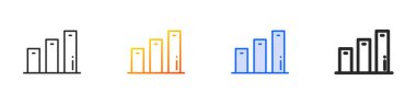 çubuk çizelgesi simgesi. İnce doğrusal, Gradyan, Mavi Vuruş ve koyu Biçim Tasarımı Beyaz Arkaplanda İzole Edildi