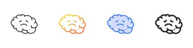 Beyin simgesi. İnce doğrusal, Gradyan, Mavi Vuruş ve Kalın Biçim Tasarımı Beyaz Arkaplanda İzole Edilmiş