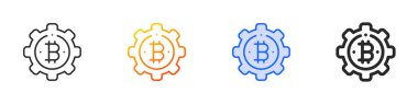 Cogwheel simgesi. İnce doğrusal, Gradyan, Mavi Vuruş ve Kalın Biçim Tasarımı Beyaz Arkaplanda İzole Edildi