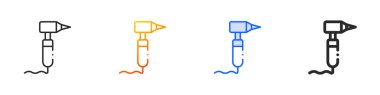 Diş matkabı simgesi. İnce doğrusal, Gradyan, Mavi Vuruş ve koyu Biçim Tasarımı Beyaz Arkaplanda İzole Edildi