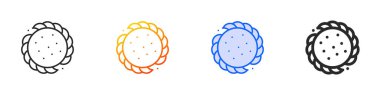 Yumurtalı tart simgesi. İnce doğrusal, Gradyan, Mavi Vuruş ve Kalın Tarz Tasarımı Beyaz Arkaplanda İzole Edilmiş
