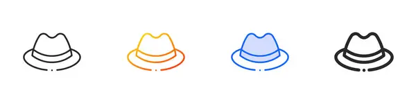 Stock vector fedora hat icon.Thin Linear, Gradient, Blue Stroke and bold Style Design Isolated On White Background