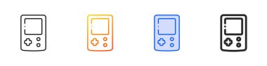 Gameboy simgesi. İnce doğrusal, Gradyan, Mavi Vuruş ve Kalın Tarz Tasarımı Beyaz Arkaplanda İzole Edilmiş