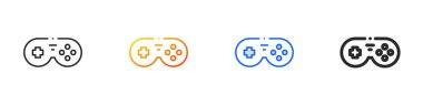 Oyun denetleyici simgesi. İnce doğrusal, Gradyan, Mavi Vuruş ve koyu Biçim Tasarımı Beyaz Arkaplanda İzole Edildi