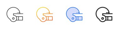 Kask simgesi. İnce doğrusal, Gradyan, Mavi Vuruş ve Kalın Biçim Tasarımı Beyaz Arkaplanda İzole Edildi