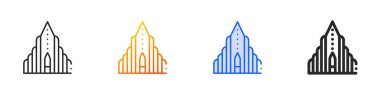 Hallgrimskirkja simgesi. İnce doğrusal, Gradyan, Mavi Vuruş ve Kalın Biçim Tasarımı Beyaz Arkaplanda İzole Edildi