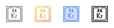 Kripton simgesi. İnce doğrusal, Gradyan, Mavi Vuruş ve Kalın Biçim Tasarımı Beyaz Arkaplanda İzole Edildi