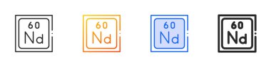 neodymium simgesi. İnce doğrusal, Gradyan, Mavi Vuruş ve Kalın Biçim Tasarımı Beyaz Arkaplanda İzole Edildi