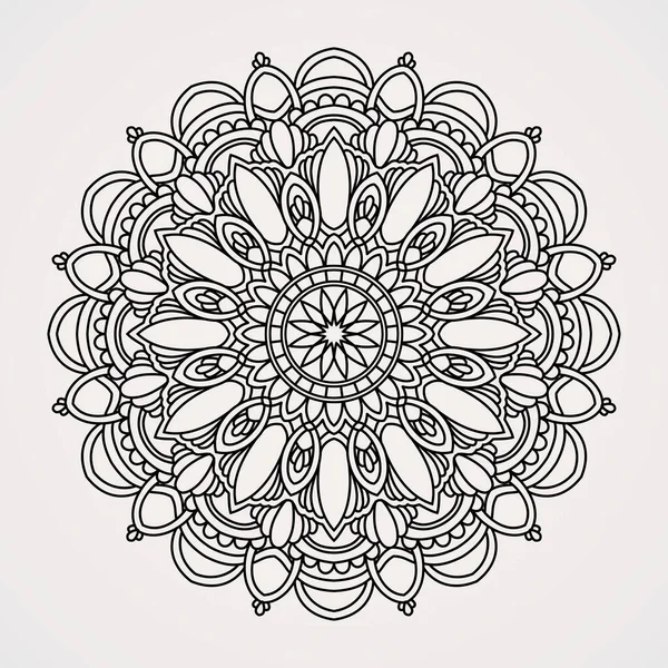 Mandala Monocromo Decorativo Con Adorno Flores Adecuado Para Henna Tatuajes — Vector de stock
