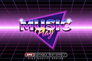 düzenlenebilir 3d metin efekti müzik çalma biçimi retro