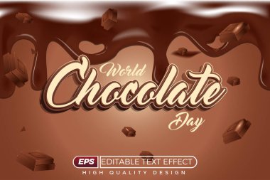 3D düzenlenebilir metin efekti çikolata günü