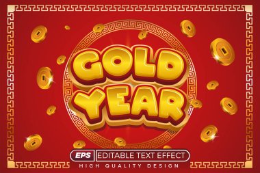 Düzenlenebilir 3d metin efekti altın yılı