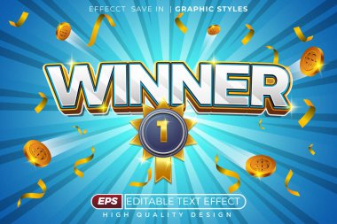 düzenlenebilir 3d metin efekti kazananı