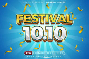 düzenlenebilir 3d metin efekti festivali 10.10