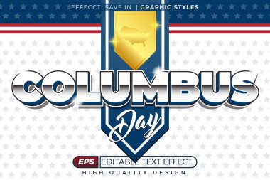 düzenlenebilir 3d metin efekti Columbus Günü