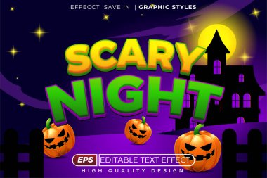 Cadılar Bayramı teması. Düzenlenebilir 3D metin efekti korkunç gece