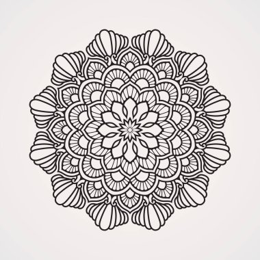 Güzel simetrik desenleri olan çiçek mandala. Kınaya, dövmelere, fotoğraflara, boyama kitaplarına uygun. İslam, Hindu, Buda, Hindistan, Pakistan, Çin, Arap