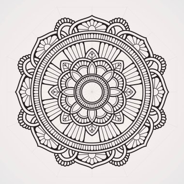 Mandala çiçek süsleme vektörü. Kınaya, dövmelere, fotoğraflara, boyama kitaplarına uygun. İslam, Hindu, Buda, Hindistan, Pakistan, Çin, Arap