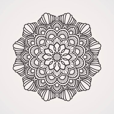 Güzel simetrik desenleri olan çiçek mandala. Kınaya, dövmelere, fotoğraflara, boyama kitaplarına uygun. İslam, Hindu, Buda, Hindistan, Pakistan, Çin, Arap