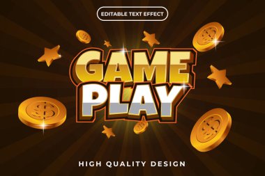 3d editable text effect Game Play clipart