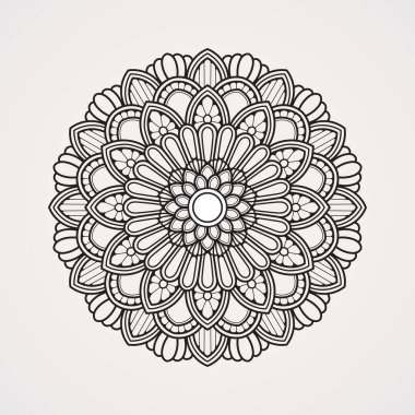 Geleneksel mandala çiçek deseni. Kınaya, dövmelere, fotoğraflara, boyama kitaplarına uygun. İslam, Hindu, Buda, Hindistan, Pakistan, Çin, Arap